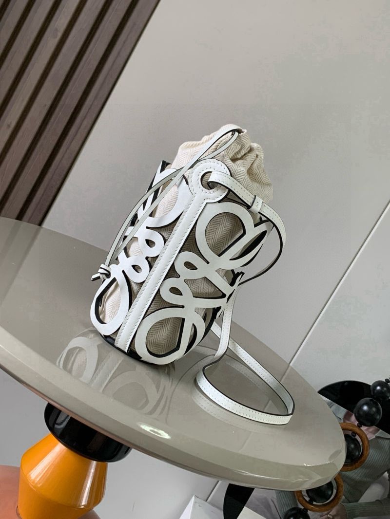 Loewe Anagram Cut-out Pocket in Classic Calfskin and Canvas White/Ecru C821G55X01