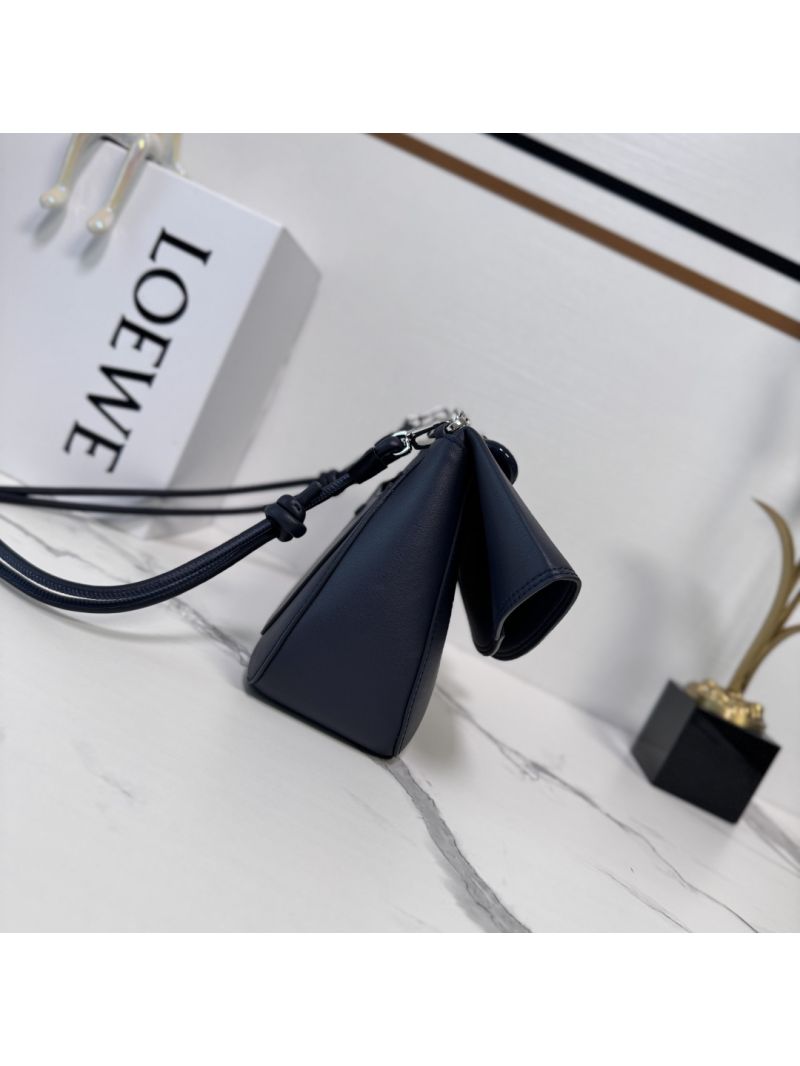 Loewe Paseo Satchel in Shiny Calfskin Navy