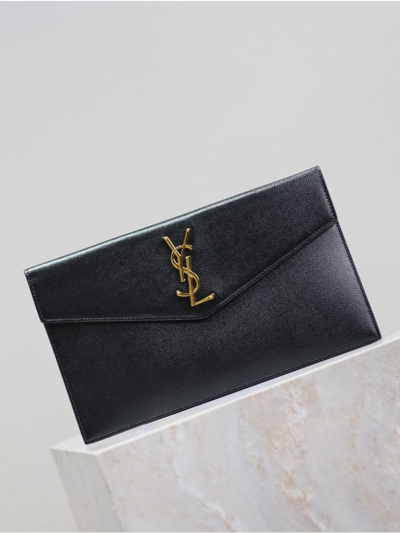 YSL-Saint Laurent Uptown Pouch in Grain de Poudre Embossed Leather Black 565739