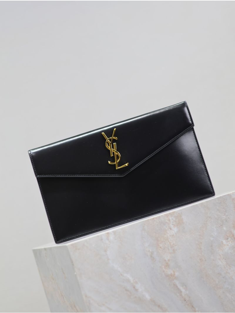 YSL-Saint Laurent Uptown Pouch in Shiny Smooth Leather Black 5657390SX0J1000