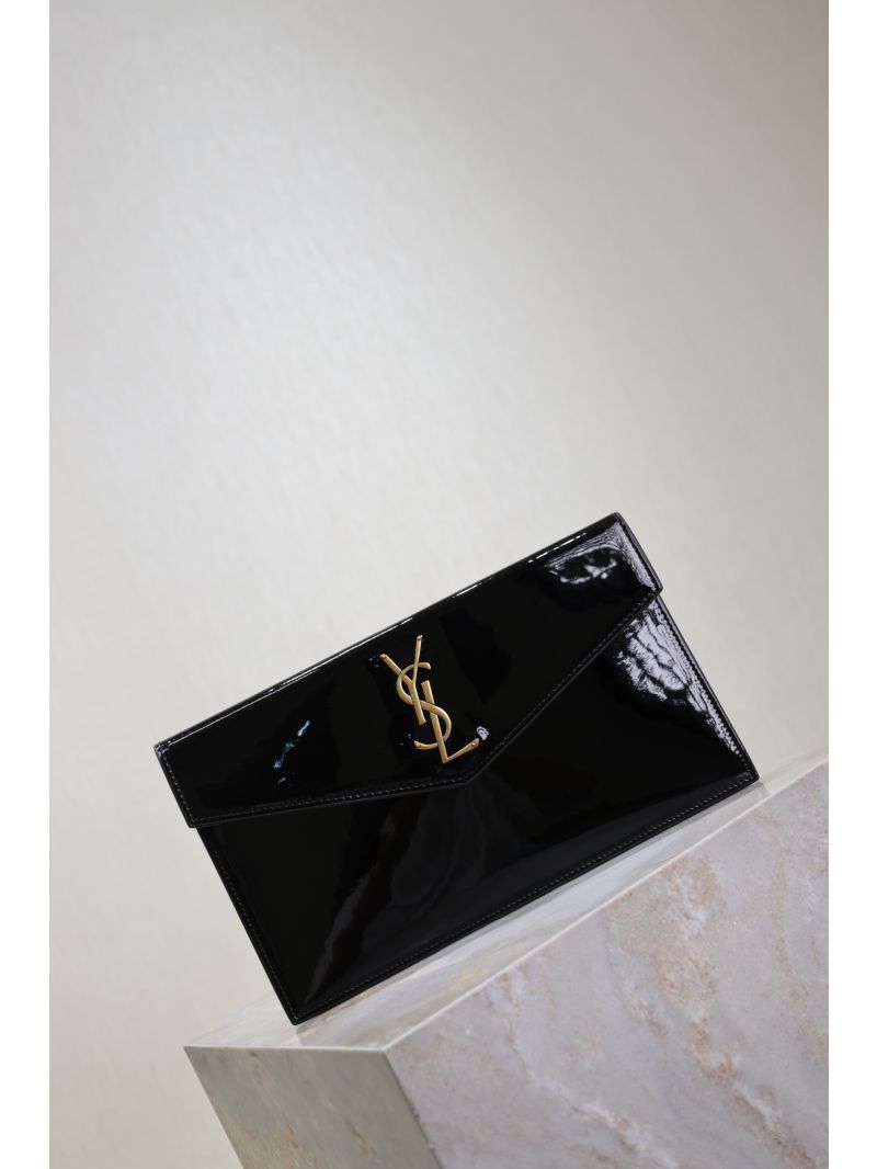 YSL-Saint Laurent Uptown Pouch in Patent Leather Noir 5657390UF0W1000