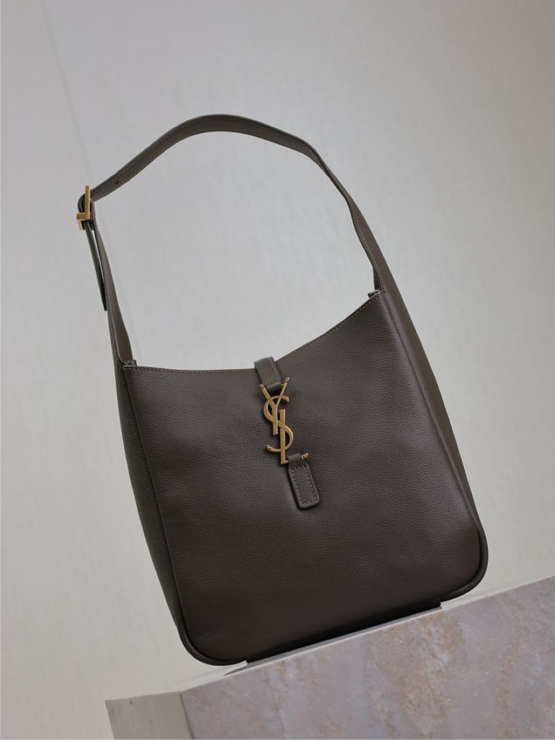 Saint Laurent LE 5 À 7 Supple Small Hobo Bag in Grained Leather Dark Olive 713938