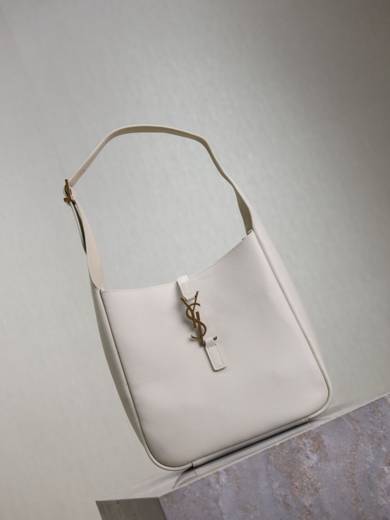 Saint Laurent LE 5 À 7 Small Hobo Bag in Grained Leather Vintage White 713938