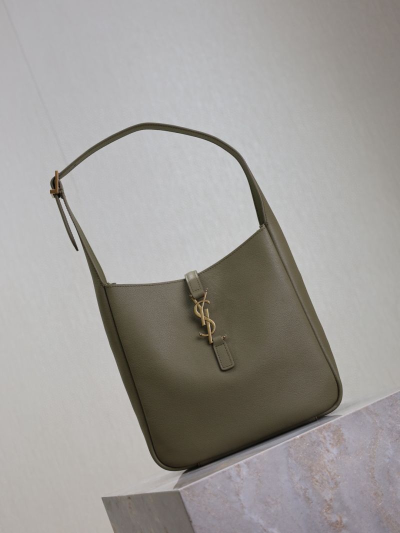 Saint Laurent LE 5À7 Small Supple Hobo Bag in Grained Leather Dark Olive 713938AAAUQ3353