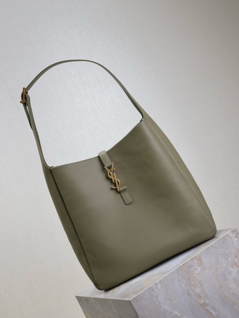 YSL-Saint Laurent LE 5&Agrave;7 Large Soft Hobo in Supple Grained Leather Vert Olive 753837