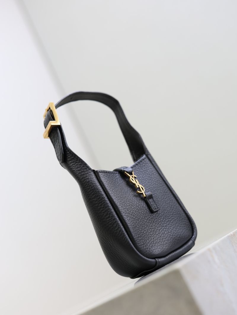 Saint Laurent LE 5&Agrave;7 Mini Charm Hobo Bag in Grained Leather Black 823960