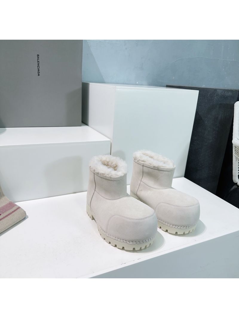 Balenciaga Unisex Alaska Fur Low Boot 802203 White