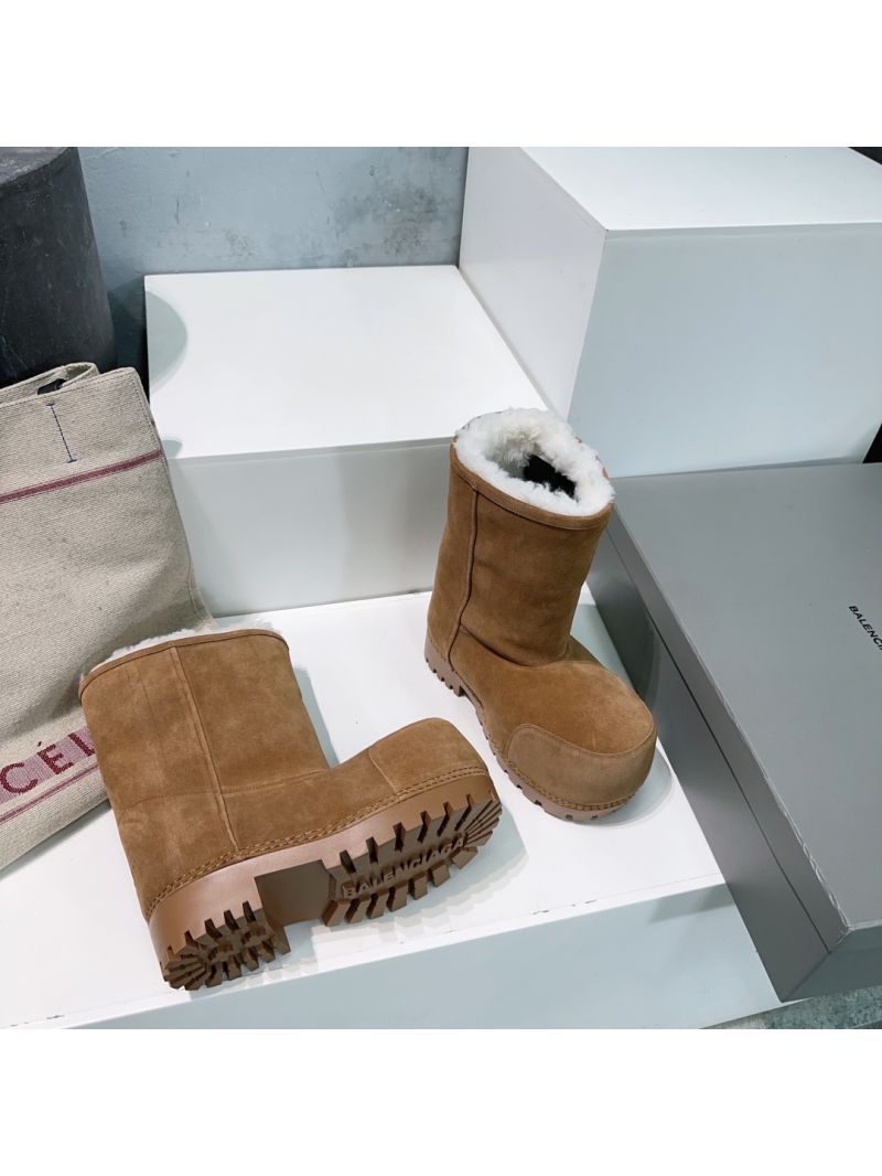 Balenciaga Unisex Alaska Fur Mid Boot 802204 Brown