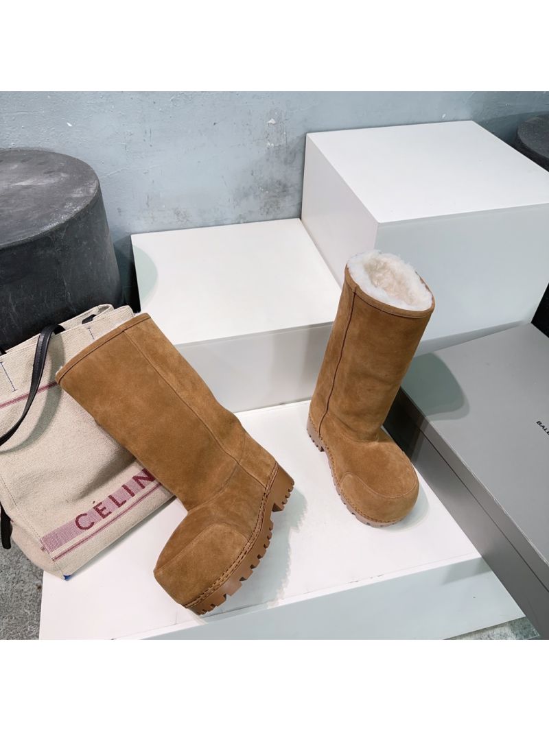 Balenciaga Unise Alaska Fur High Boot 802205 Brown