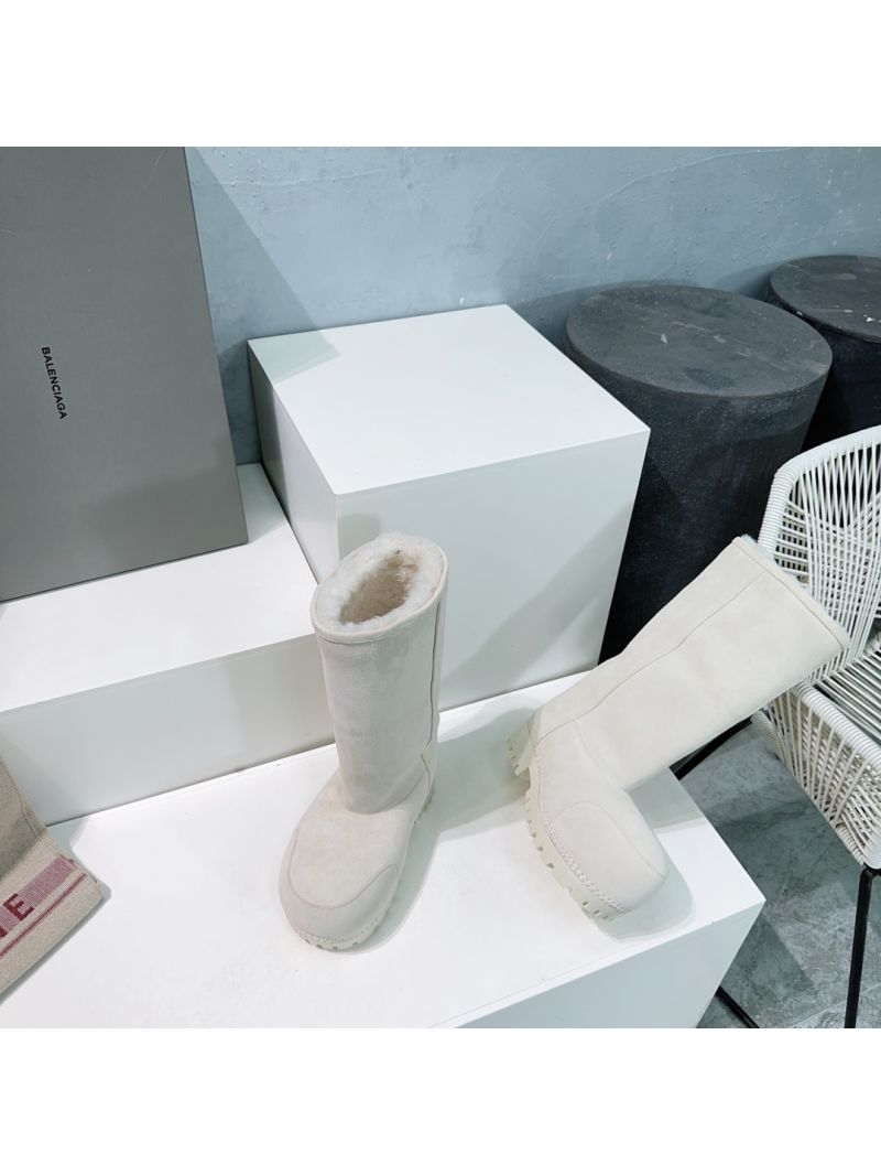 Balenciaga Unisex Alaska Fur High Boot 802205 White