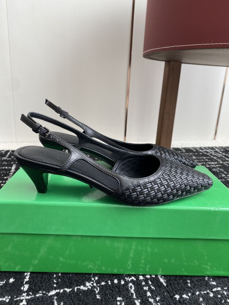 Bottega Veneta Wicker Kitten Heel Slingback Pumps Black 392290