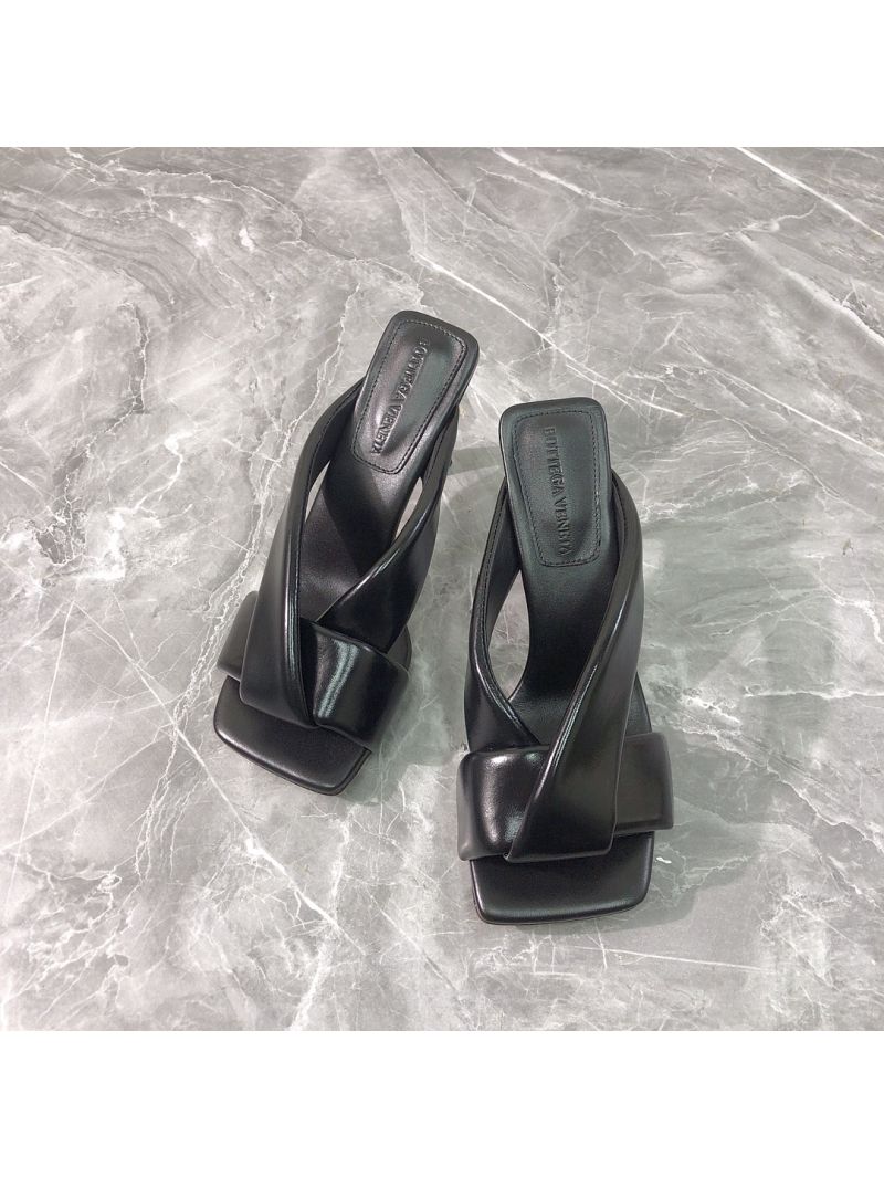 Bottega Veneta BV Riva Mule Heel 9cm 827612V Black