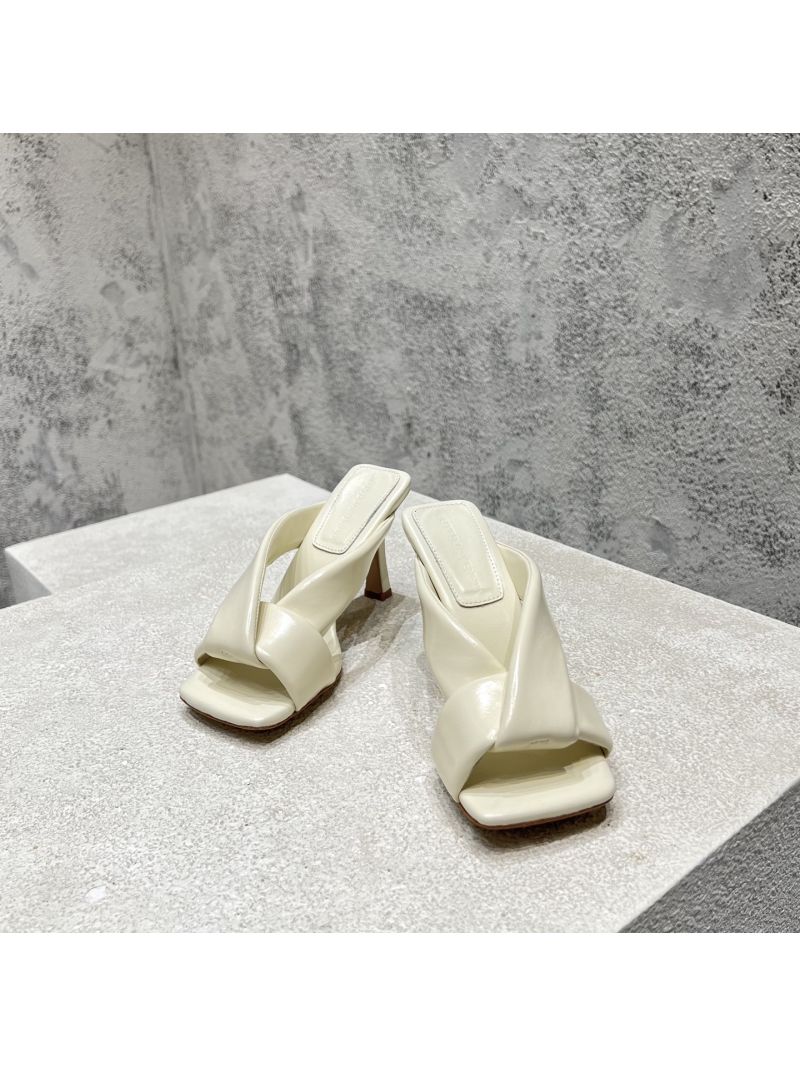 Bottega Veneta BV Riva Mule Heel 9cm 827612V Creme