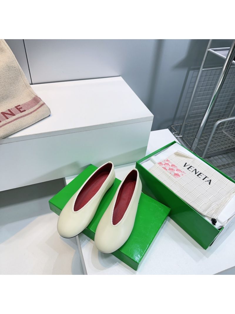 Bottega Veneta BV Rosa Ballerina in Lambskin 837886 Sea Salt