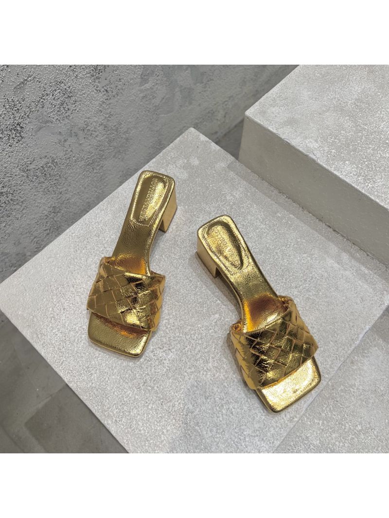 Bottega Veneta BV Parco Mule Heel 45mm Lambskin 838098V Metallic Gold