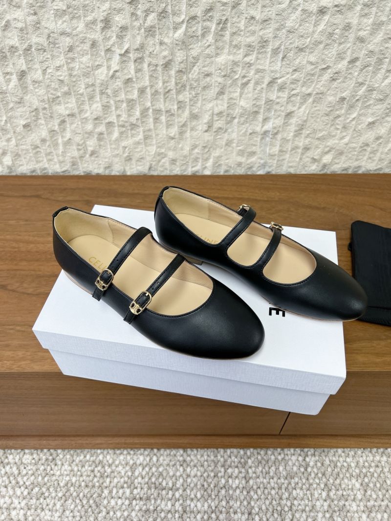 LES BALLERINES CELINE DOUBLE STRAP IN LAMBSKIN 360205175C black