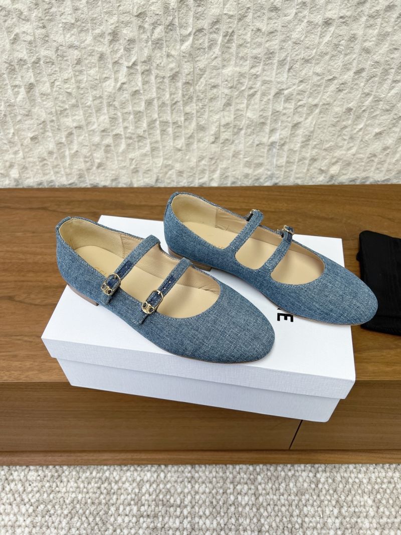 LES BALLERINES CELINE DOUBLE STRAP IN LAMBSKIN and denim 360205175C denim blue