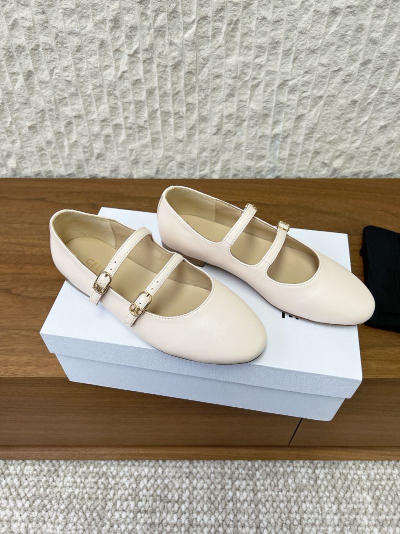 LES BALLERINES CELINE DOUBLE STRAP IN LAMBSKIN 360205175C white