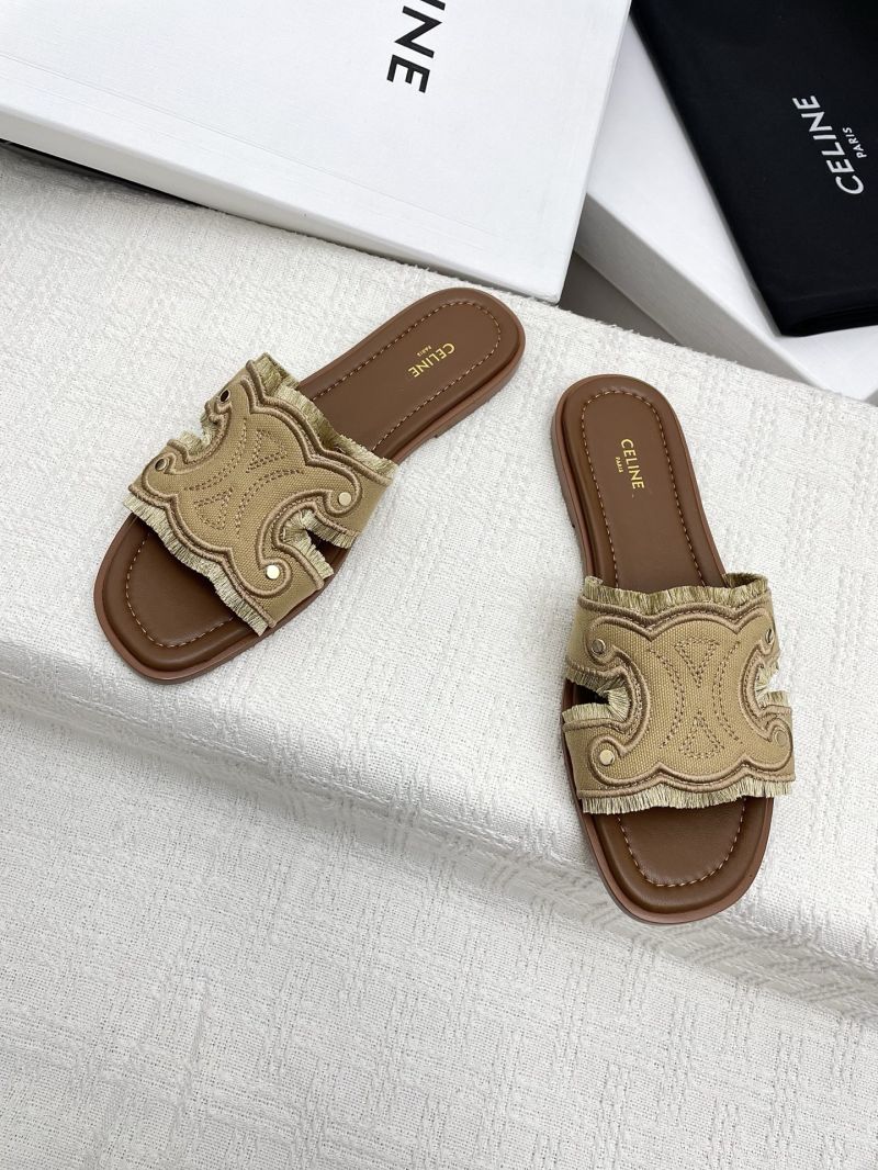 CELINE MARINA FRINGED MULE IN DENIM 362675022 BEIGE