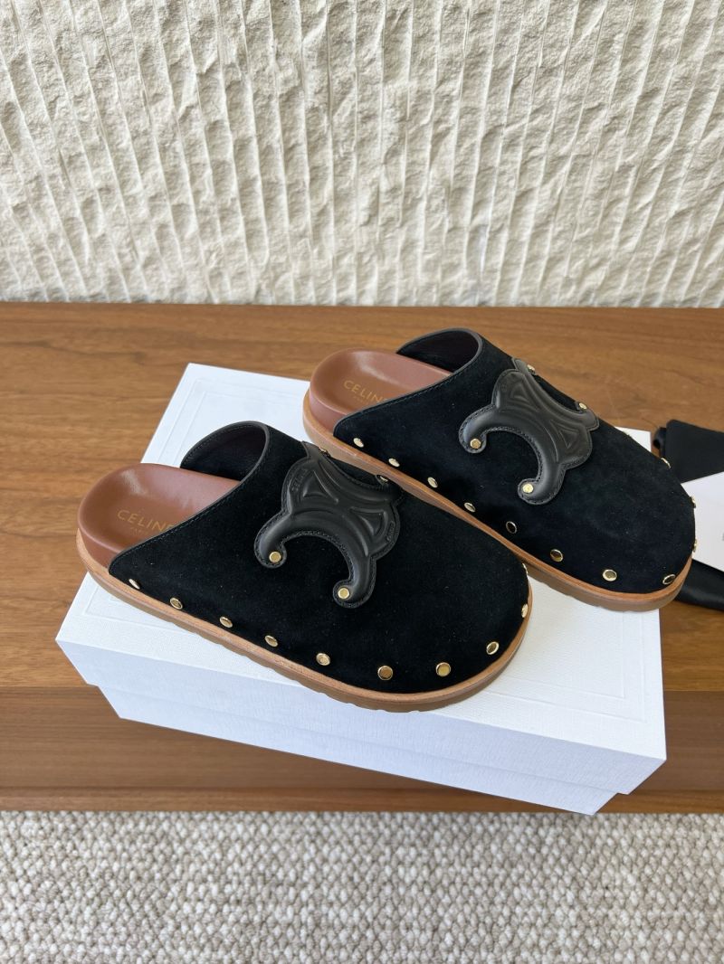 CELINE PITEA CLOG IN Suede Calfskin 363013954C black