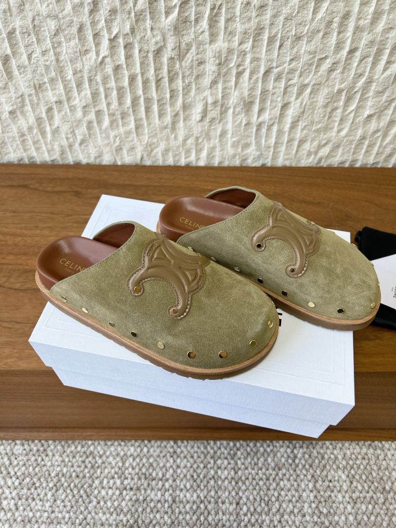 CELINE PITEA CLOG IN Suede Calfskin 363013954C grey