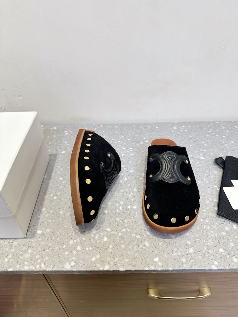 CELINE PITEA CLOG IN SUEDE CALFSKIN 363013954 BLACK