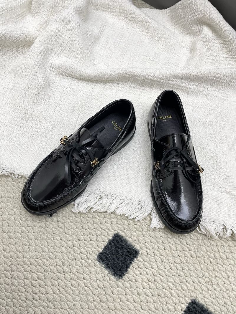 CELINE BATEAU LACE-UP IN BRUSHED CALFSKIN 363405122C BLACK