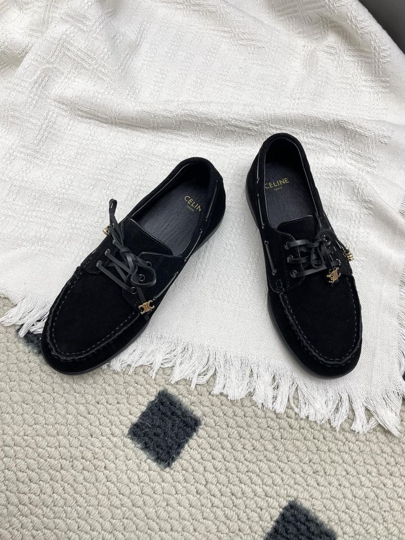 CELINE BATEAU LACE-UP IN SUEDE CALFSKIN 363405122C Black