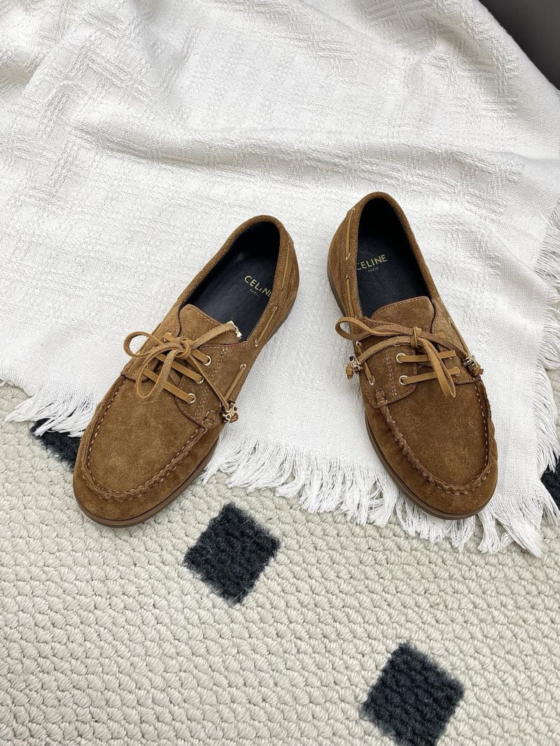 CELINE BATEAU LACE-UP IN SUEDE CALFSKIN 363405122C DARK HAVANA