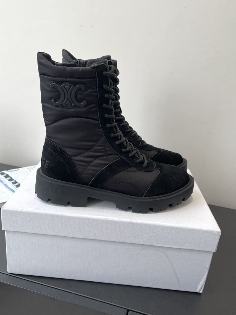 Celine Margaret Boot In Nylon And Suede Calfskin 365115243C Black