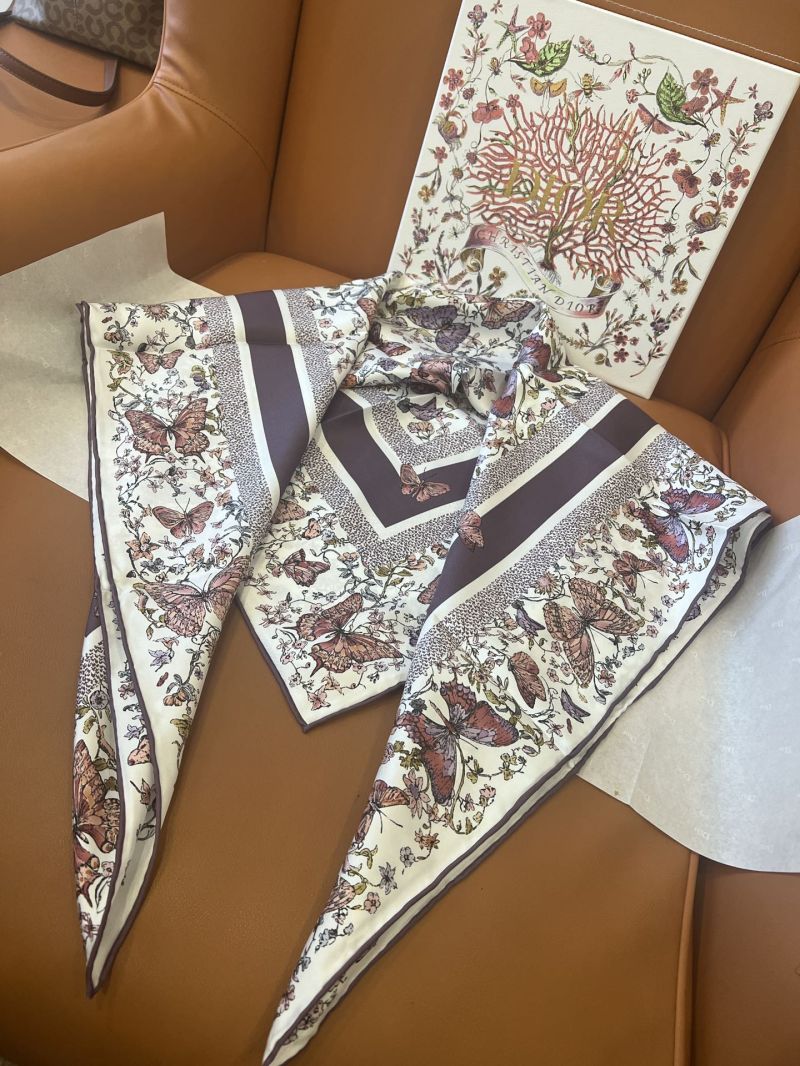 Dior Toile de Jouy Papillon 90 Square Scarf White Multicolor Silk Twill 52TJP090