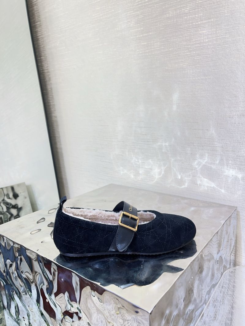 DIORALPS DIOR FROST BALLET FLAT BLACK CANNAGE SUEDE CALFSKIN KCF040C