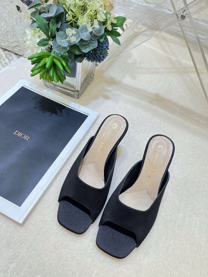 Dior Tribales Heeled Slide Black Satin KCO153SAT