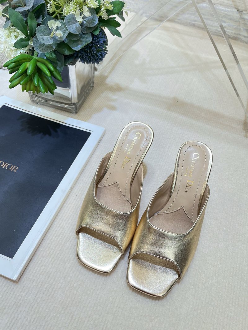 Dior Tribales Heeled Slide Gold-Tone Laminated Lambskin KCO193LAM