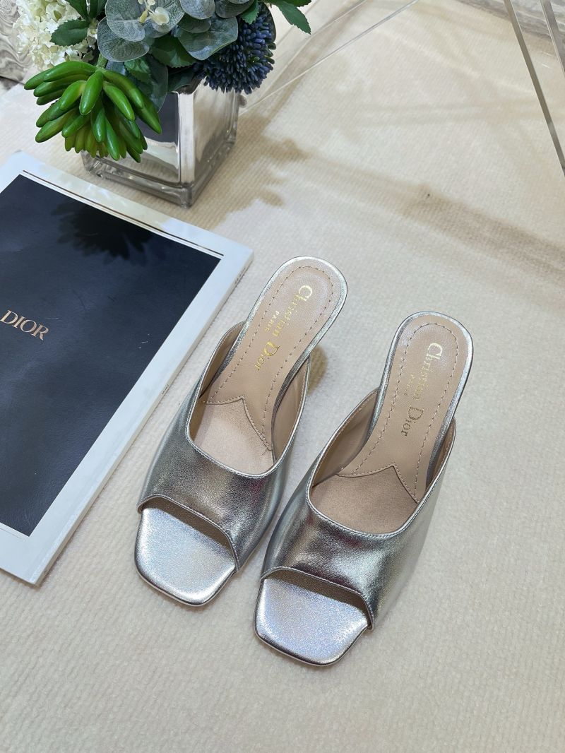 Dior Tribales Heeled Slide Silver-Tone Laminated Lambskin KCO193LAM