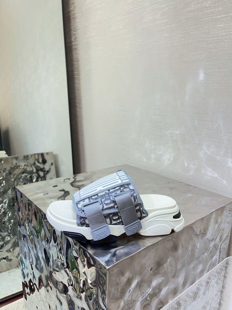 Dior D-Wander Slide Grey and White Technical Fabric with Dior Graphique Motif KCO279