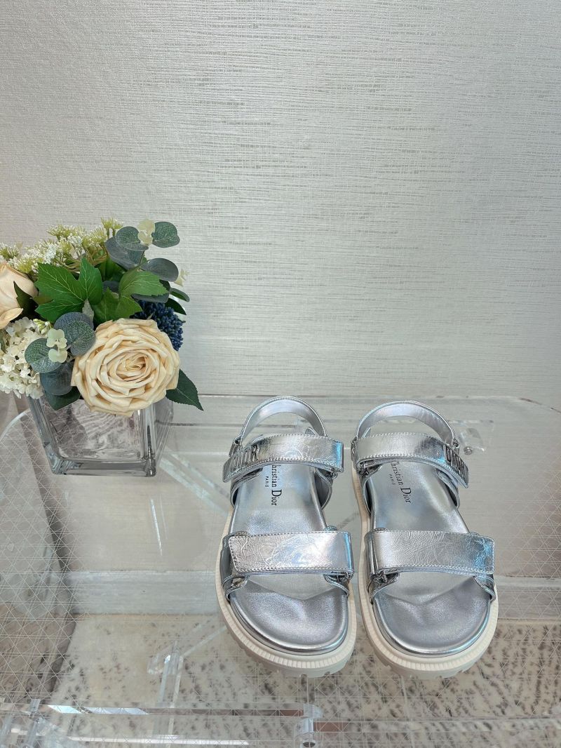 Dior DiorAct Sandals Silver-Tone Shiny Laminated Calfskin KCQ547