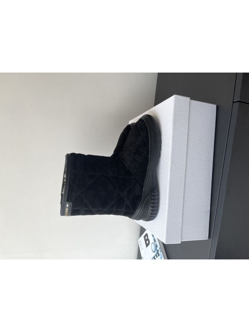 Dior Frost Ankle Boot Black Cannage Suede and Ecru Lambskin Shearling KCT076C