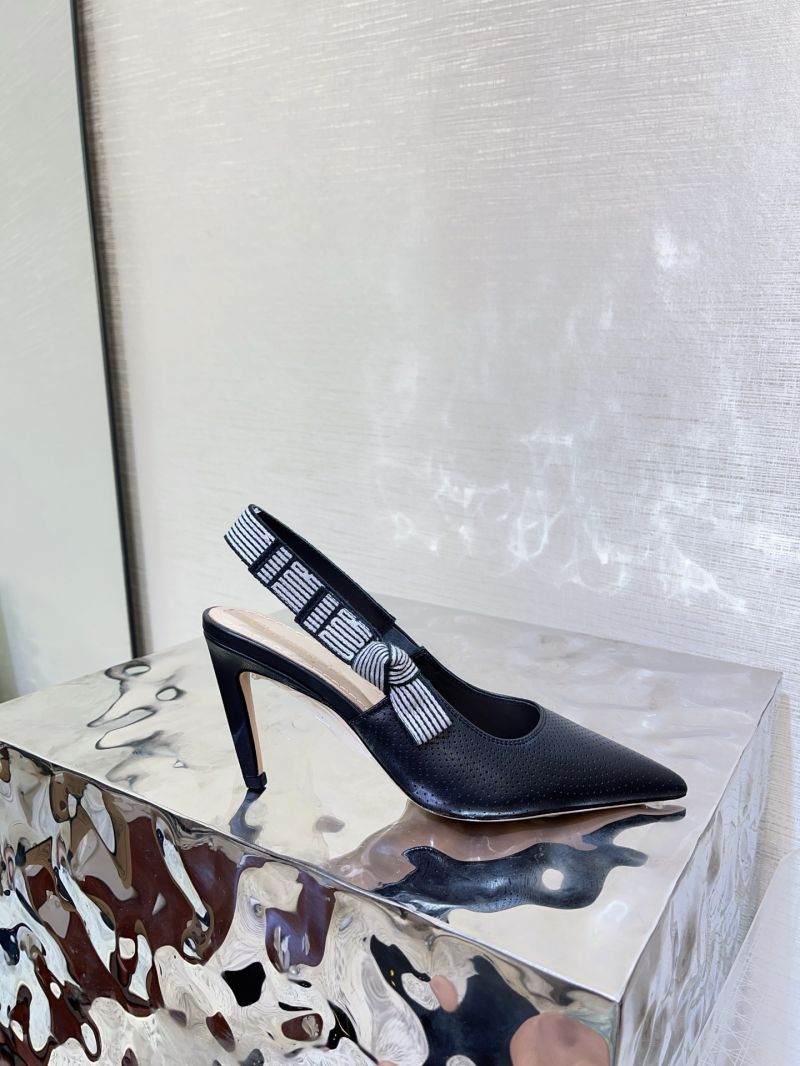 Dior Toujours Slingback Pump 8cm Black Perforated Supple Lambskin KCV371