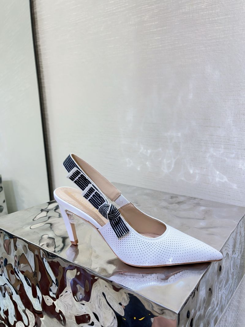 Dior Toujours Slingback Pump 8cm White Perforated Supple Lambskin KCV371