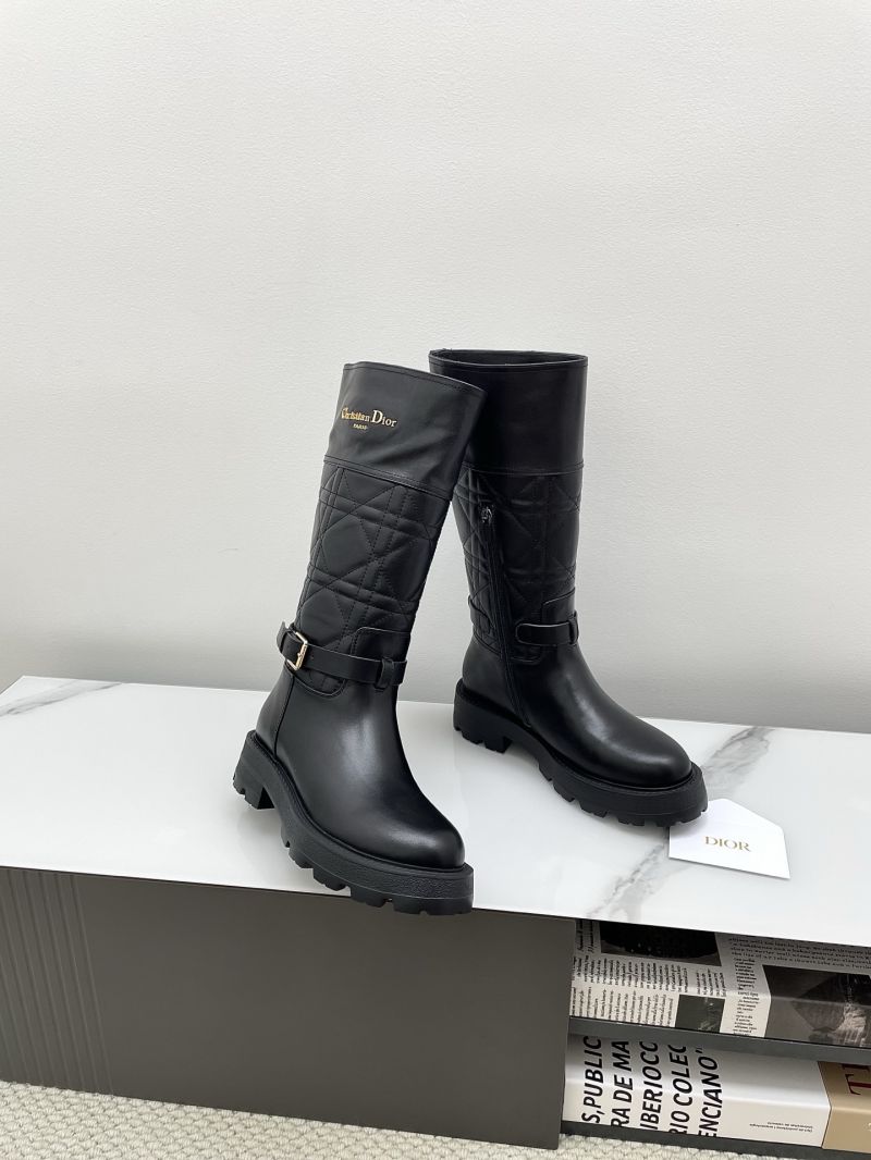 DIOR D-TOWN BOOT BLACK CALFSKIN AND LAMBSKIN WITH EMBROIDERED CANNAGE MOTIF KDT210C