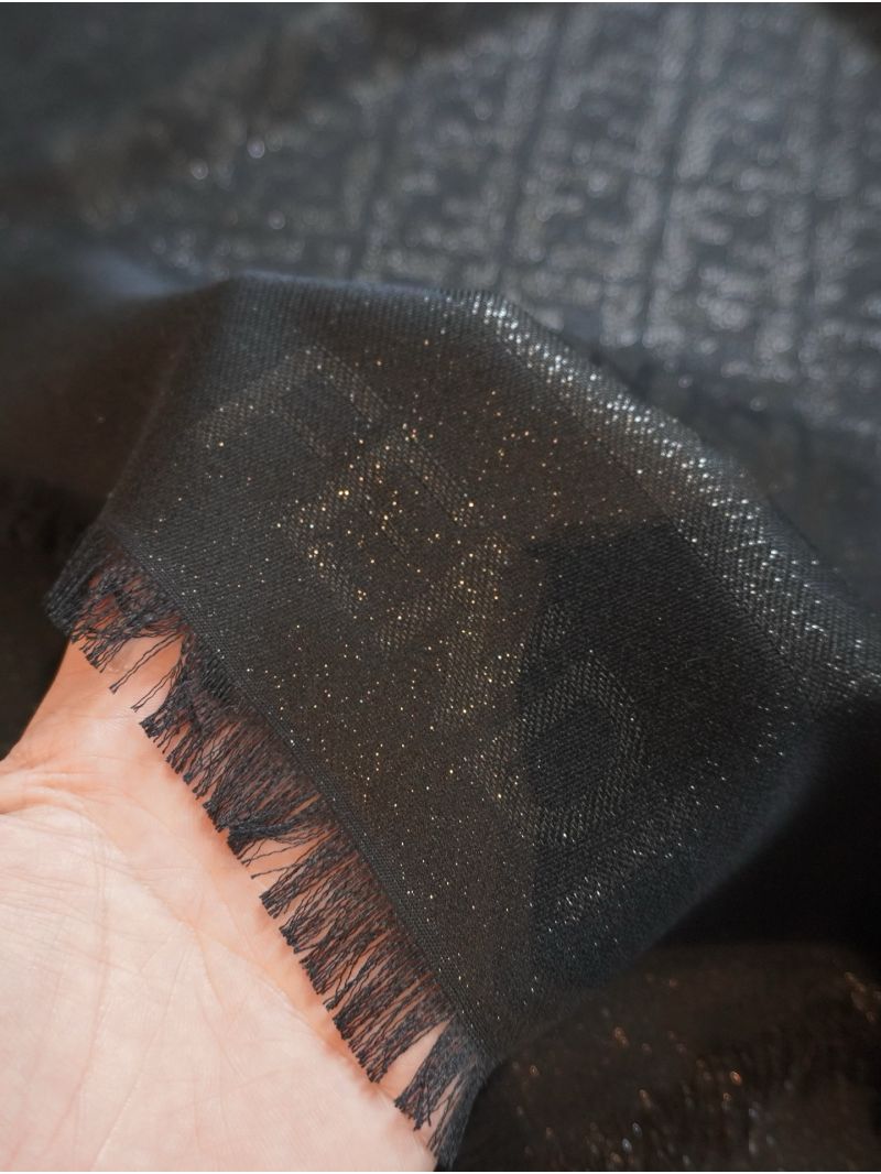 Fendi FF Shawl Black shawl with Silk blend metallic yarn FXT069A