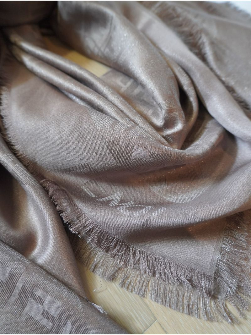 Fendi FF Shawl Dove grey shawl with Silk blend metallic yarn FXT069A