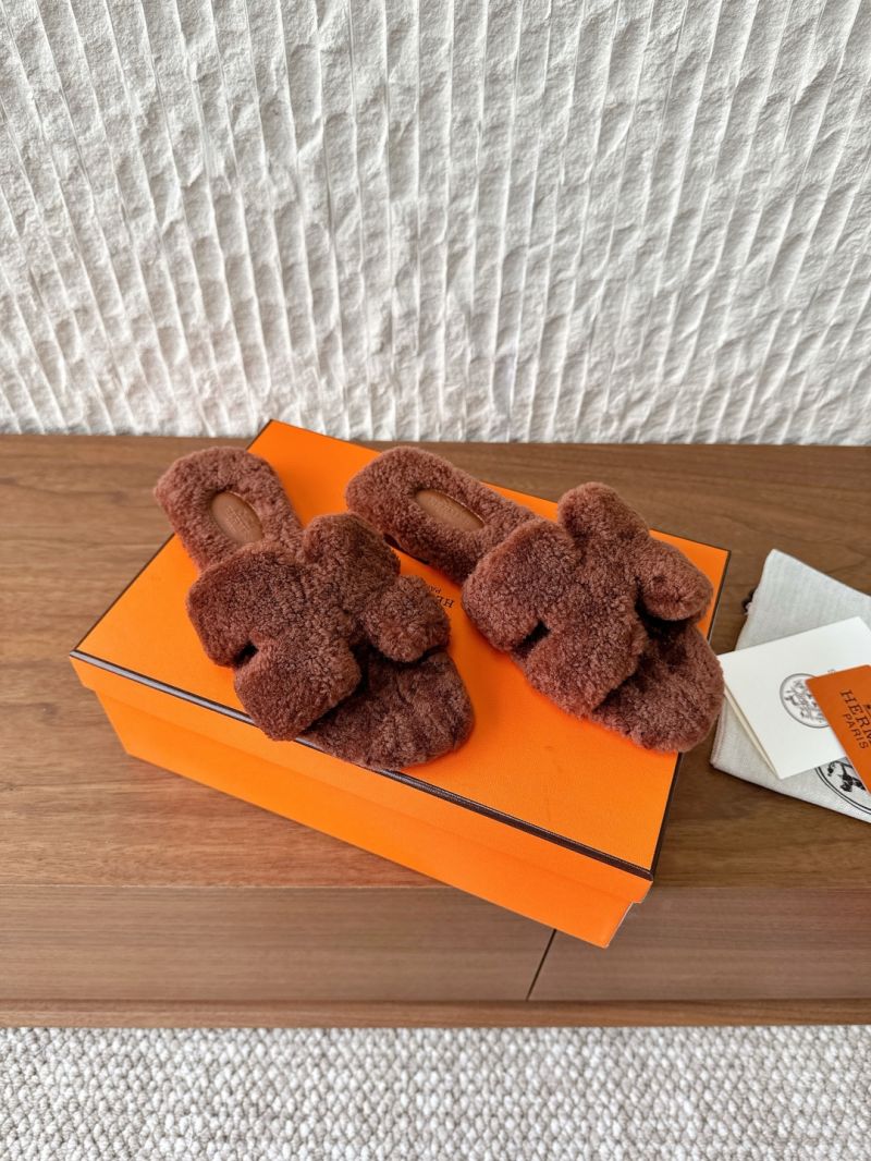 Hermes Oran Sandals in Shearling H212178Z Teddy Slides Coco