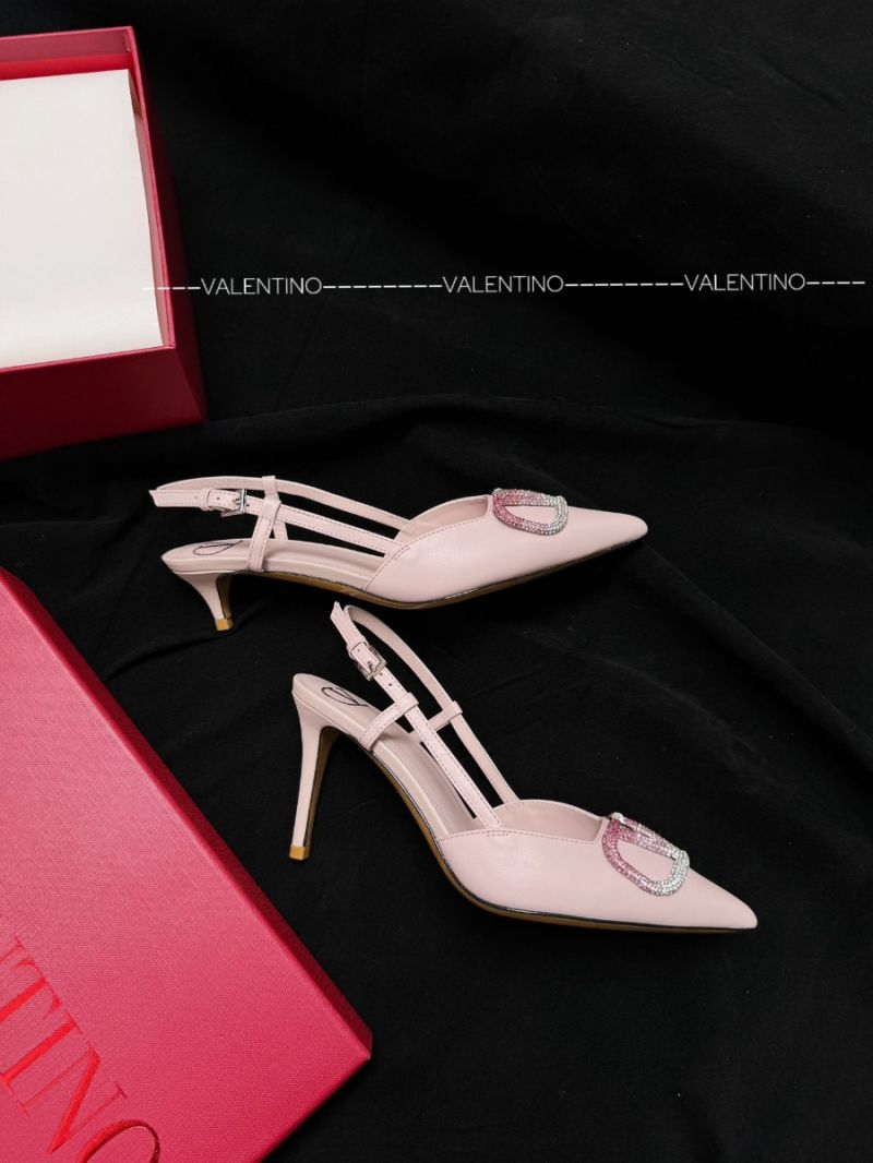 Valentino VLogo Calfskin Slingback Pump Décolleté Crystals 40mm 80mm SW2S0Q77
