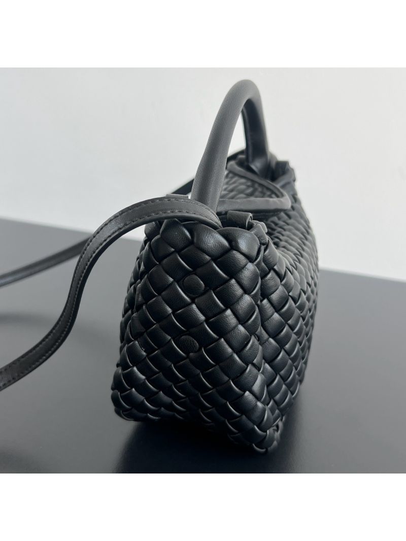 Bottega Veneta BV Small Cobble Top Handle soft padded Intreccio leather 805739 Black
