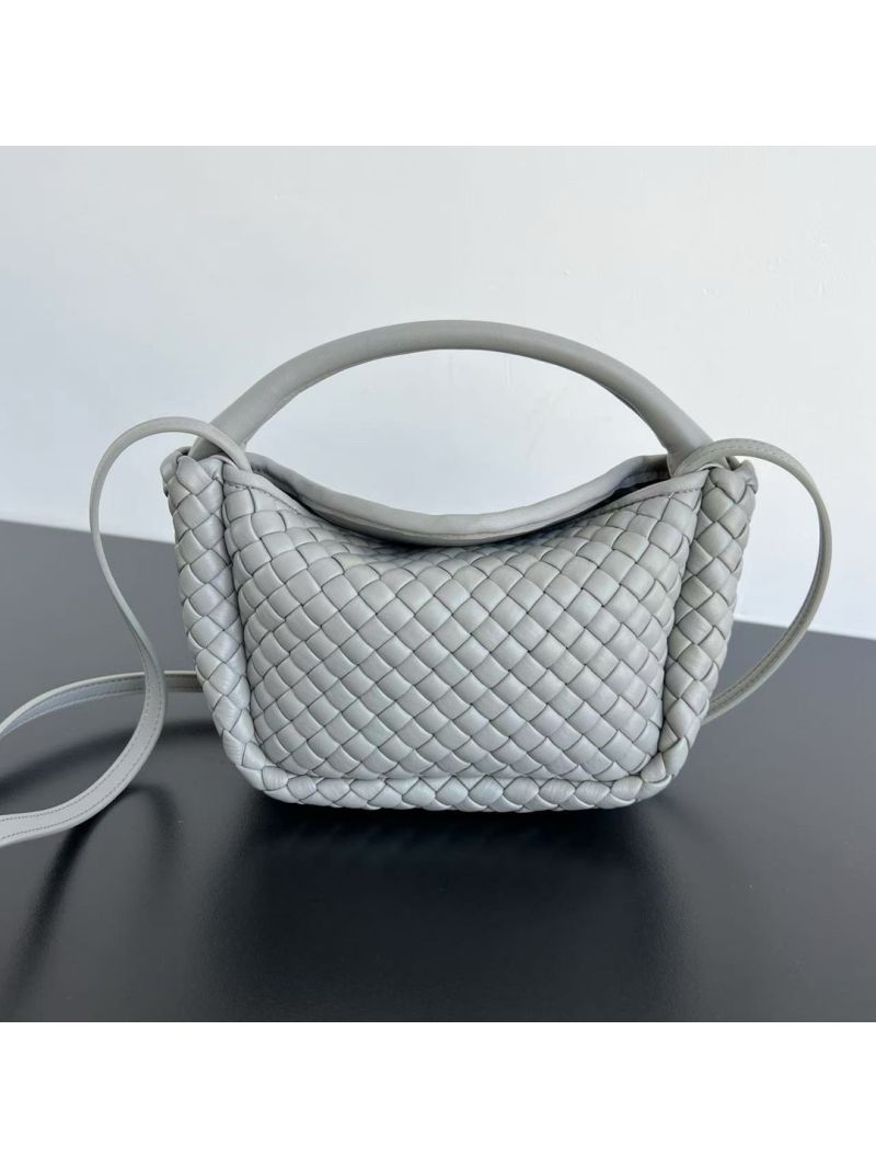 Bottega Veneta BV Small Cobble Top Handle soft padded Intreccio leather 805739 Agate grey