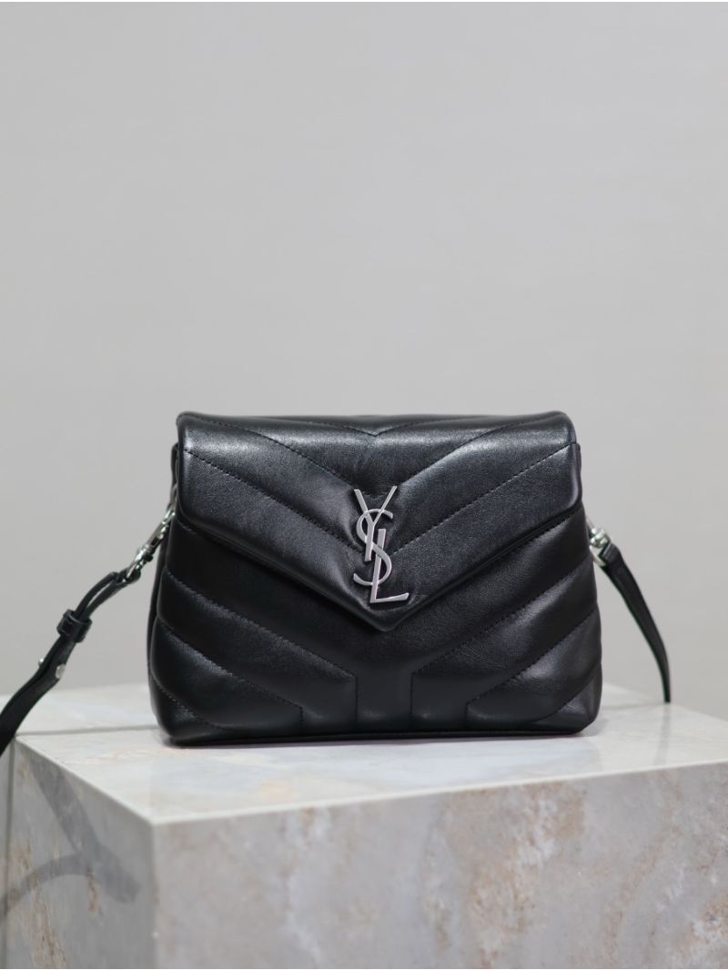 Yves Saint Laurent YSL Loulou Toy Bag In Matelassé "Y" Leather 467072 Black Silver Hardware