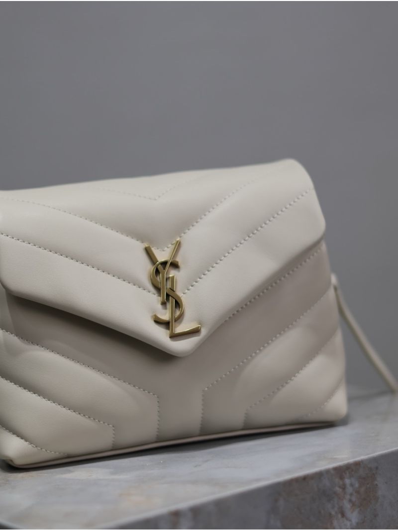 Yves Saint Laurent YSL Loulou Toy Bag In Matelassé "Y" Leather 467072 Blanc