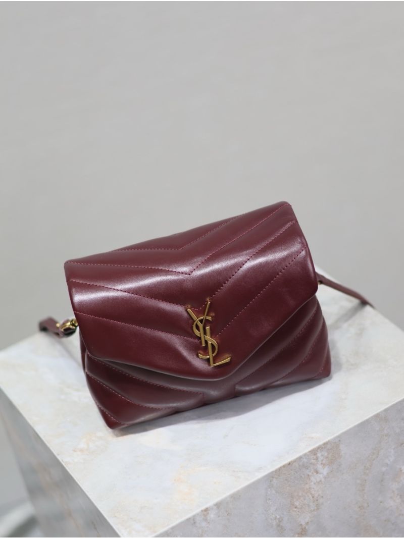 Yves Saint Laurent YSL Loulou Toy Bag In Matelassé "Y" Leather 467072 Dark Red Wine